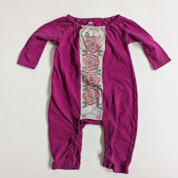Tea Collection Bundle 3 Rompers Baby Girl 0-3 Months Pinks & Purples - Picture 3 of 14